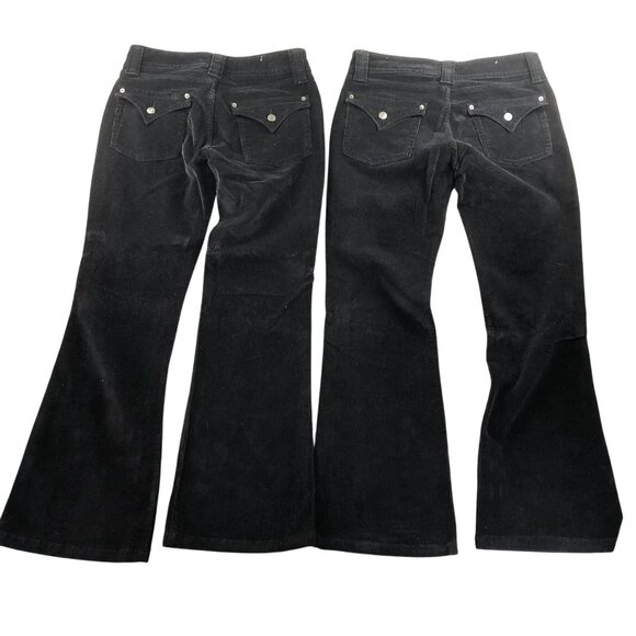2 Steve & Barry's Classic Corduroy Womens Pants Size 10R Lot Of Two Black Flare - Picture 2 of 16